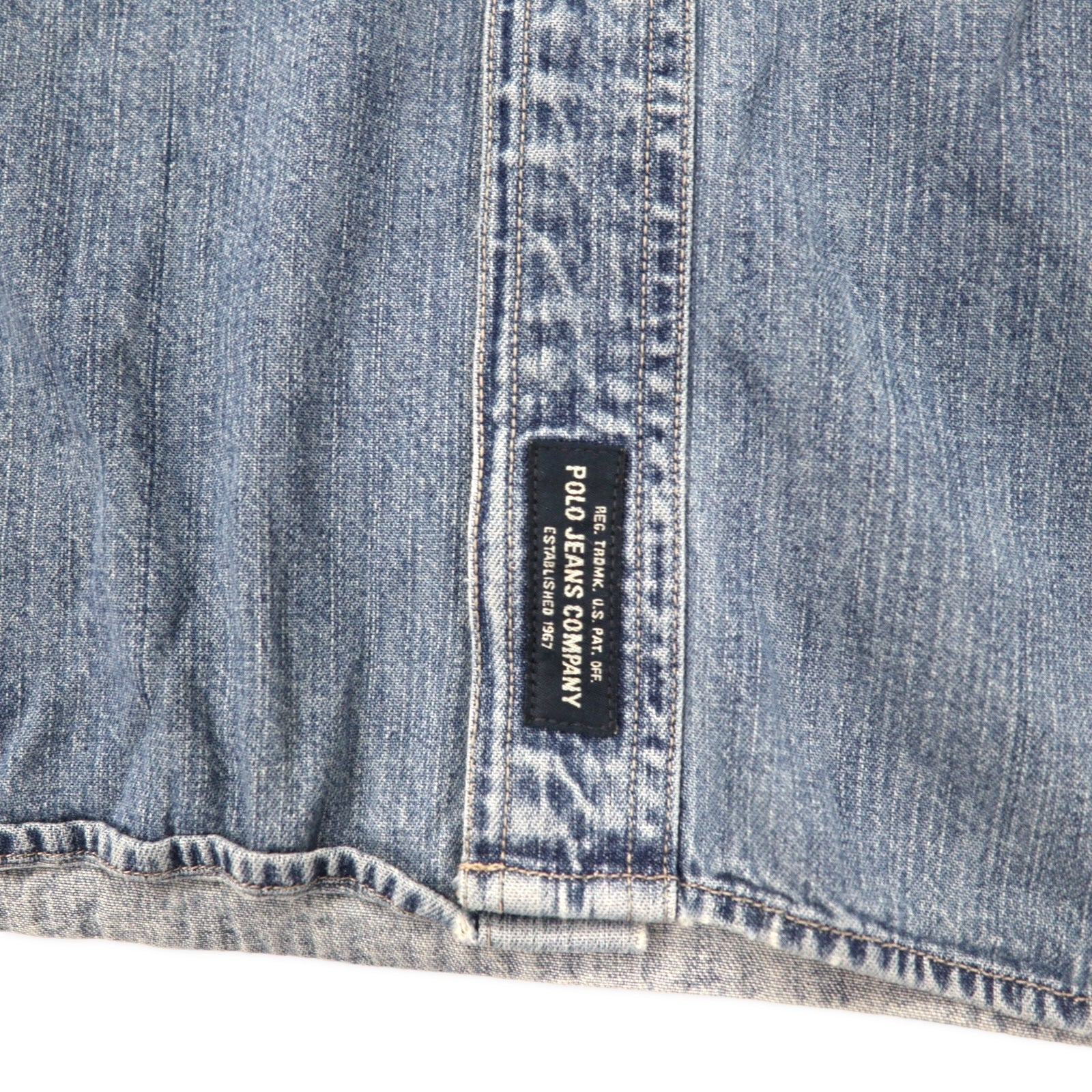 POLO JEANS CO. RALPH LAUREN Camicia da lavoro in denim anni '90 L Blu Cotone Bottoni cat's eye Oversize