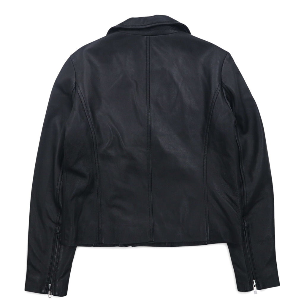 items URBAN RESEARCH Giacca chiodo in pelle di agnello, doppio petto, taglia S, colore nero, cerniera a doppio cursore WH73-27M001