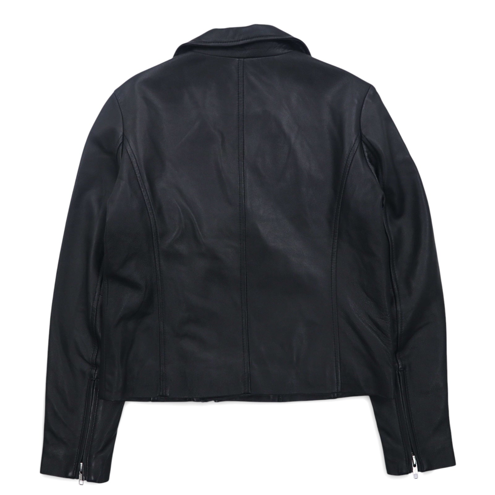 items URBAN RESEARCH Giacca chiodo in pelle di agnello, doppio petto, taglia S, colore nero, cerniera a doppio cursore WH73-27M001