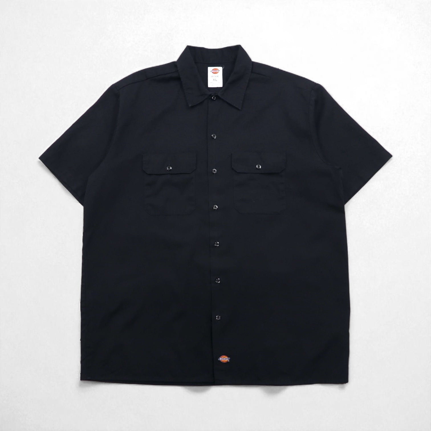 Camicia da lavoro Dickies a maniche corte, taglia XL, nera, poliestere e cotone, doppie tasche, made in Messico