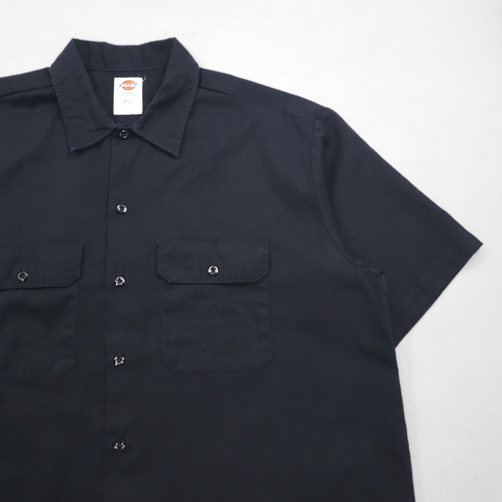 Camicia da lavoro Dickies a maniche corte, taglia XL, nera, poliestere e cotone, doppie tasche, made in Messico