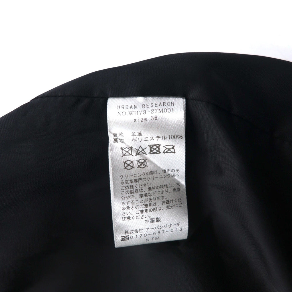 items URBAN RESEARCH Giacca chiodo in pelle di agnello, doppio petto, taglia S, colore nero, cerniera a doppio cursore WH73-27M001