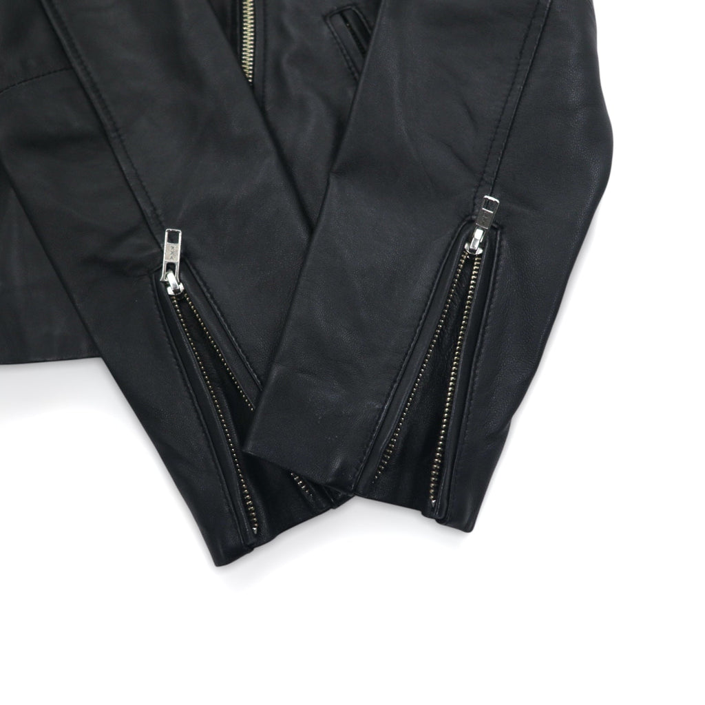 items URBAN RESEARCH Giacca chiodo in pelle di agnello, doppio petto, taglia S, colore nero, cerniera a doppio cursore WH73-27M001