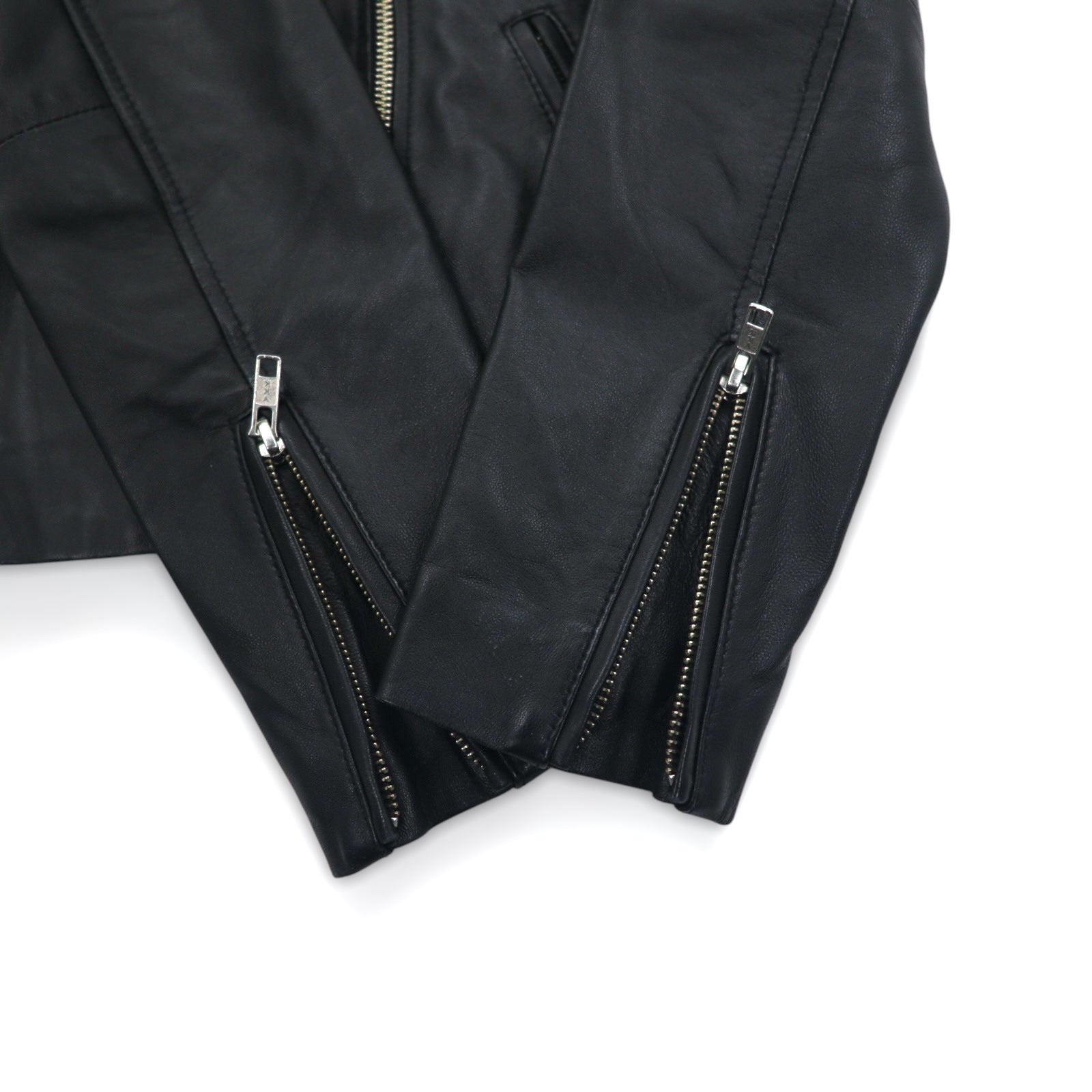 items URBAN RESEARCH Giacca chiodo in pelle di agnello, doppio petto, taglia S, colore nero, cerniera a doppio cursore WH73-27M001