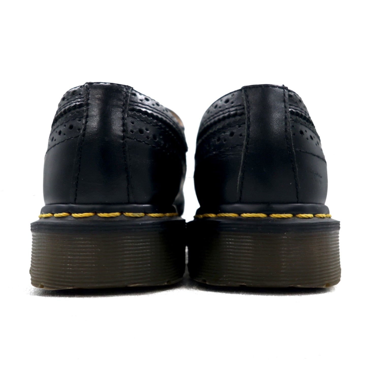 Dr. Martens Scarpe Brogue Cucitura Gialla 26cm Pelle Nera Wingtip 3989