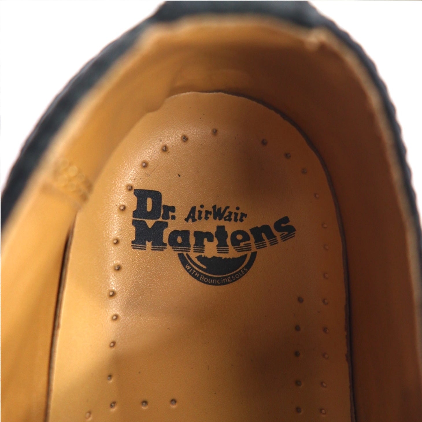 Dr. Martens Scarpe Brogue Cucitura Gialla 26cm Pelle Nera Wingtip 3989