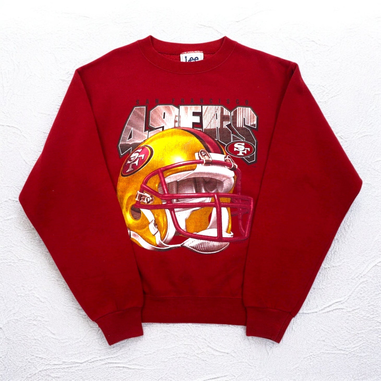 Lee USA製 90s NFL Stampa Felpa L Rossa Felpata Internamente Football San Francisco 49ers