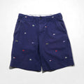 Polo by Ralph Lauren Pantaloncini corti di chino ricamati con bandiera anni '90, taglia L, blu navy, fantasia