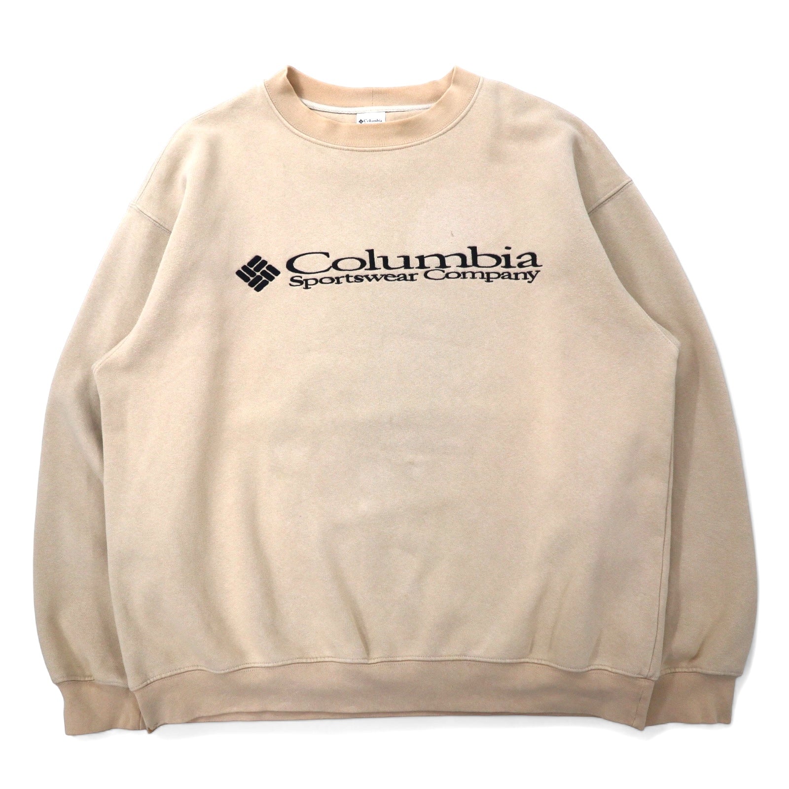 Felpa Columbia con logo ricamato, taglia XL, beige, cotone, oversize, EM6044, Made in Mexico