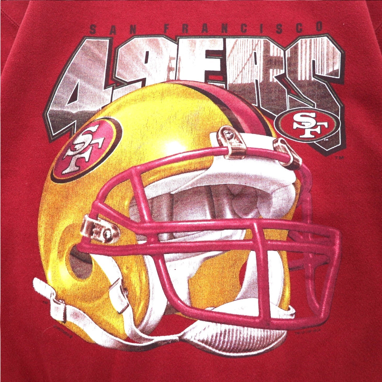 Lee USA製 90s NFL Stampa Felpa L Rossa Felpata Internamente Football San Francisco 49ers
