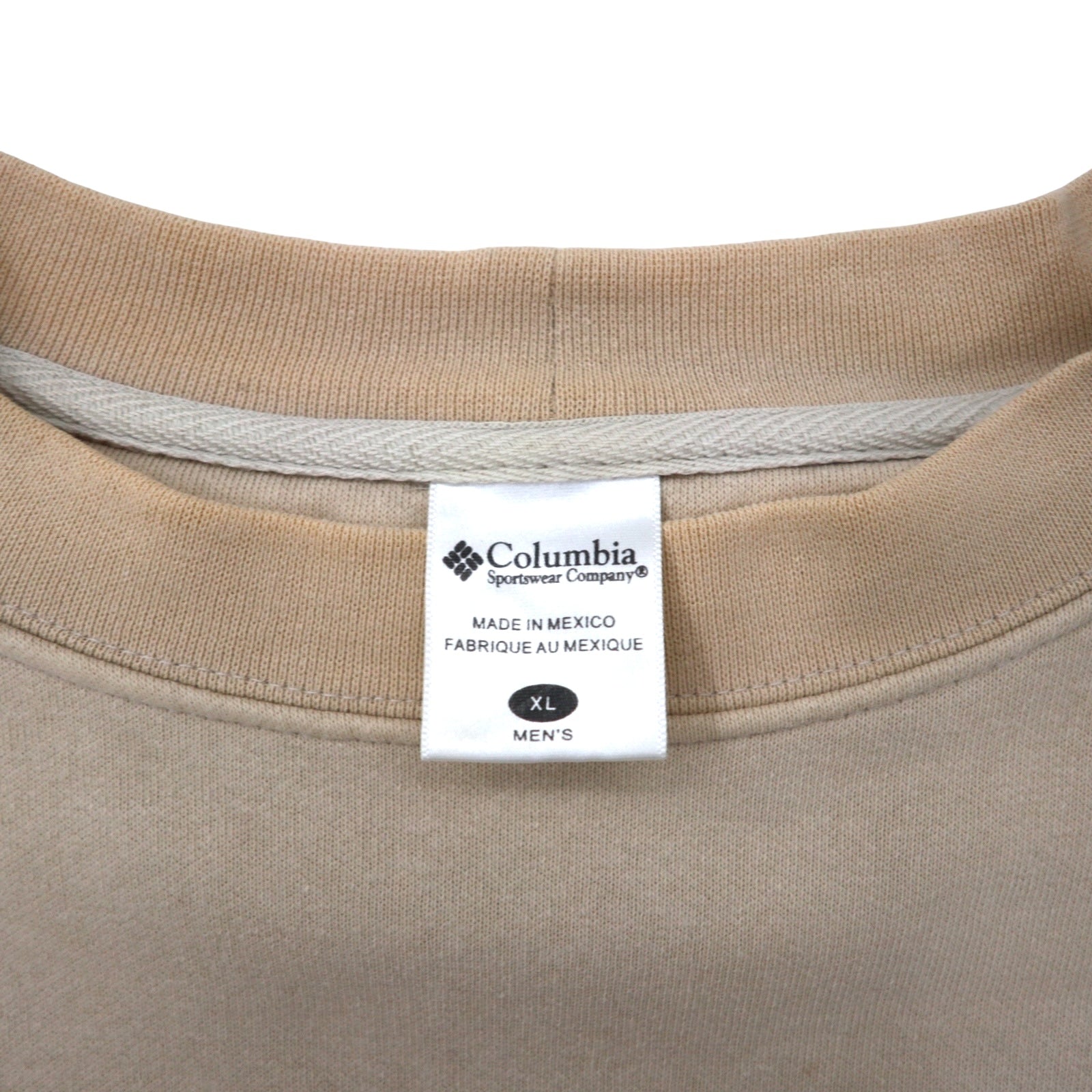 Felpa Columbia con logo ricamato, taglia XL, beige, cotone, oversize, EM6044, Made in Mexico