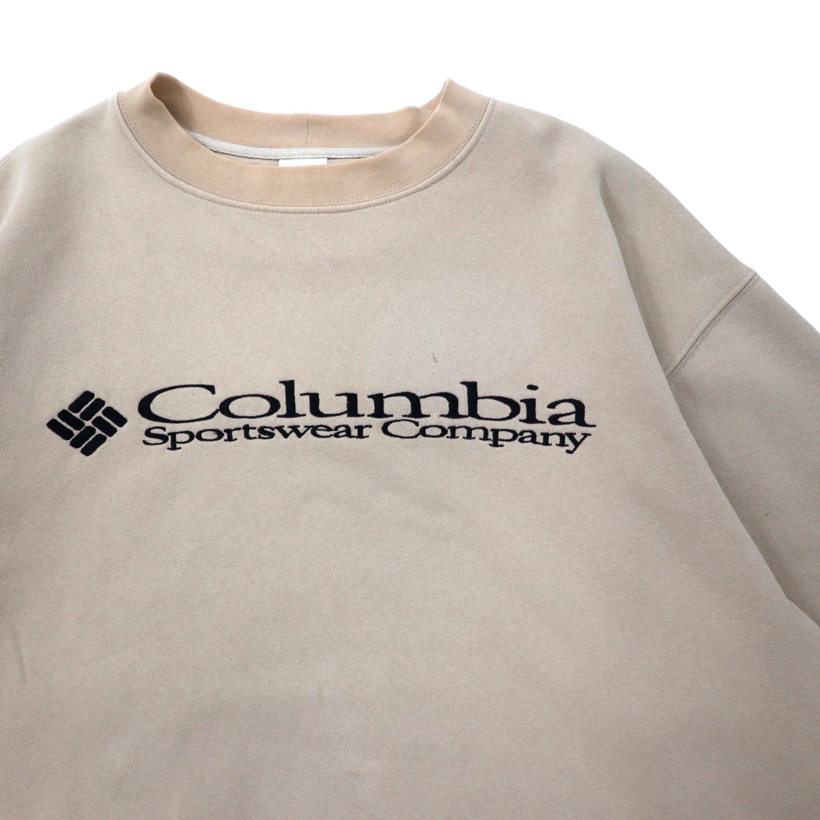 Felpa Columbia con logo ricamato, taglia XL, beige, cotone, oversize, EM6044, Made in Mexico