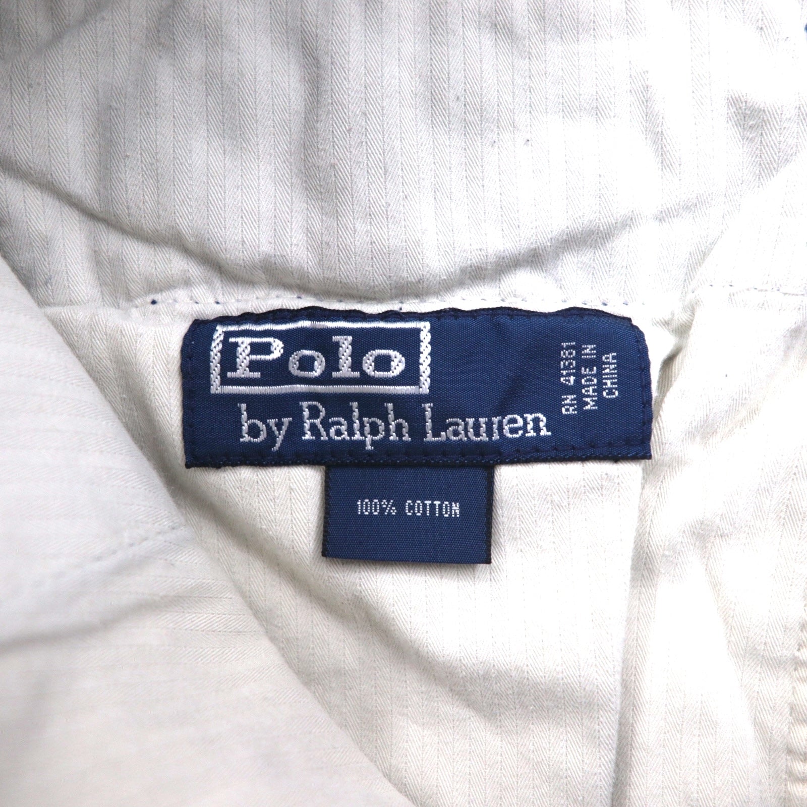 Polo by Ralph Lauren Pantaloncini corti di chino ricamati con bandiera anni '90, taglia L, blu navy, fantasia
