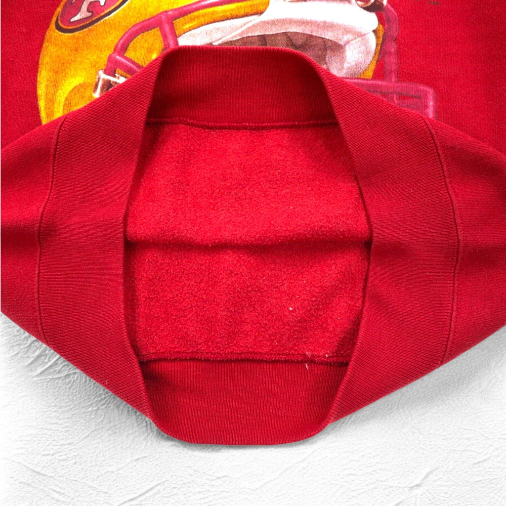 Lee USA製 90s NFL Stampa Felpa L Rossa Felpata Internamente Football San Francisco 49ers