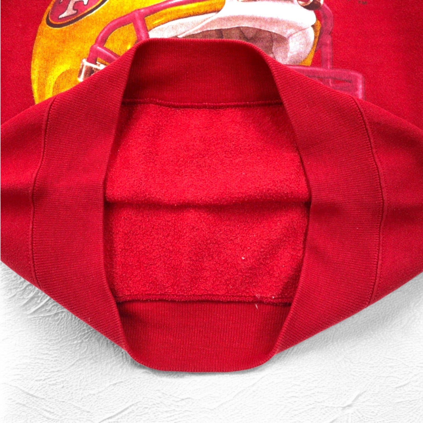 Lee USA製 90s NFL Stampa Felpa L Rossa Felpata Internamente Football San Francisco 49ers
