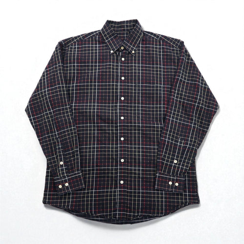 BURBERRY USA製 ビッグサイズ ボタンダウンシャツ L ブラック コットン ウィンドペンチェック