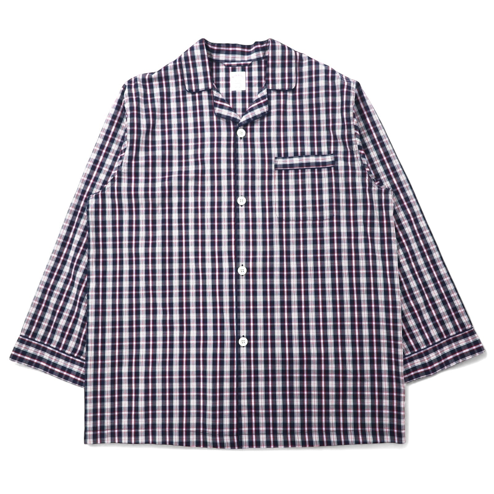 Brooks Brothers camicia a collo aperto vestibilità boxy camicia da pigiama L nera a quadri cotone