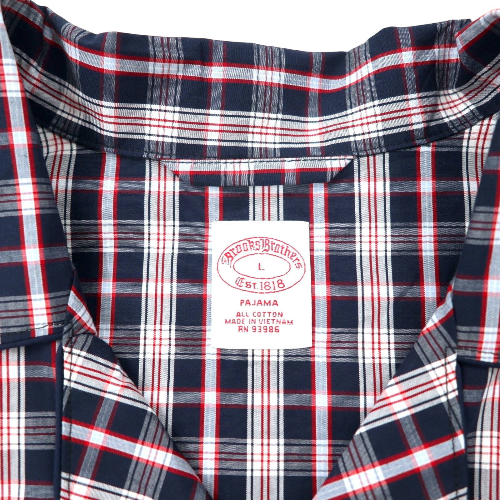Brooks Brothers camicia a collo aperto vestibilità boxy camicia da pigiama L nera a quadri cotone