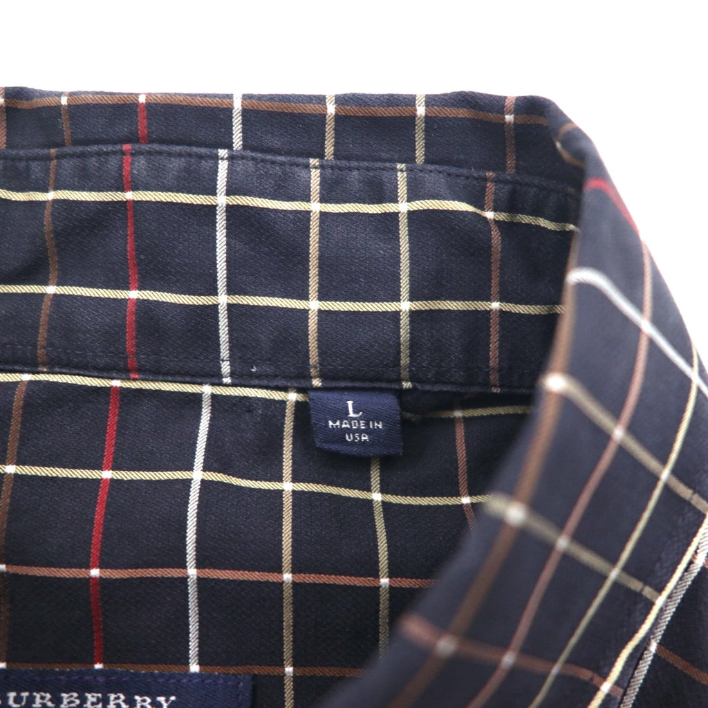 BURBERRY USA製 ビッグサイズ ボタンダウンシャツ L ブラック コットン ウィンドペンチェック