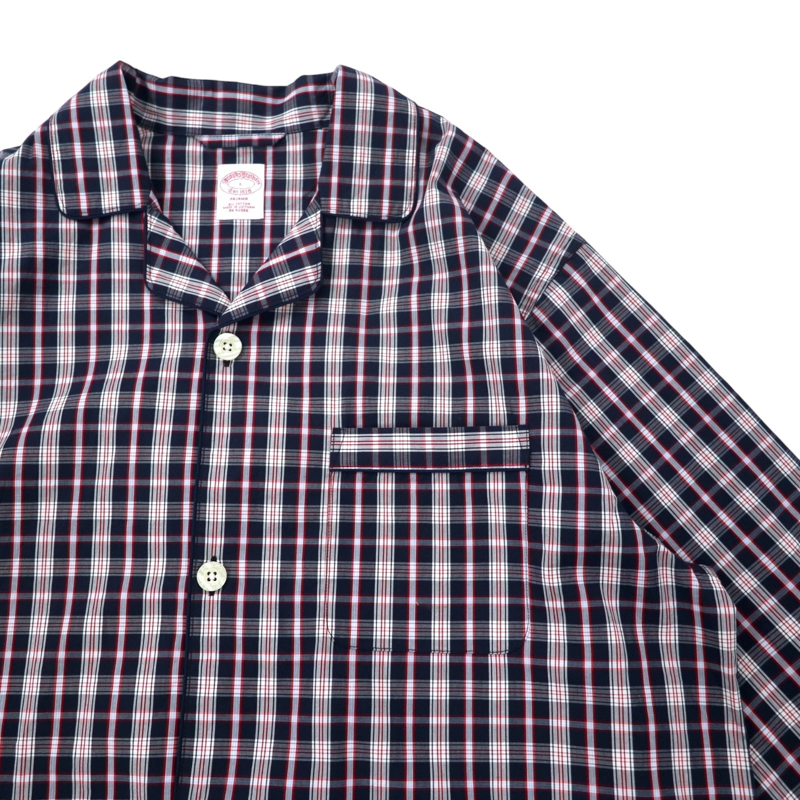 Brooks Brothers camicia a collo aperto vestibilità boxy camicia da pigiama L nera a quadri cotone