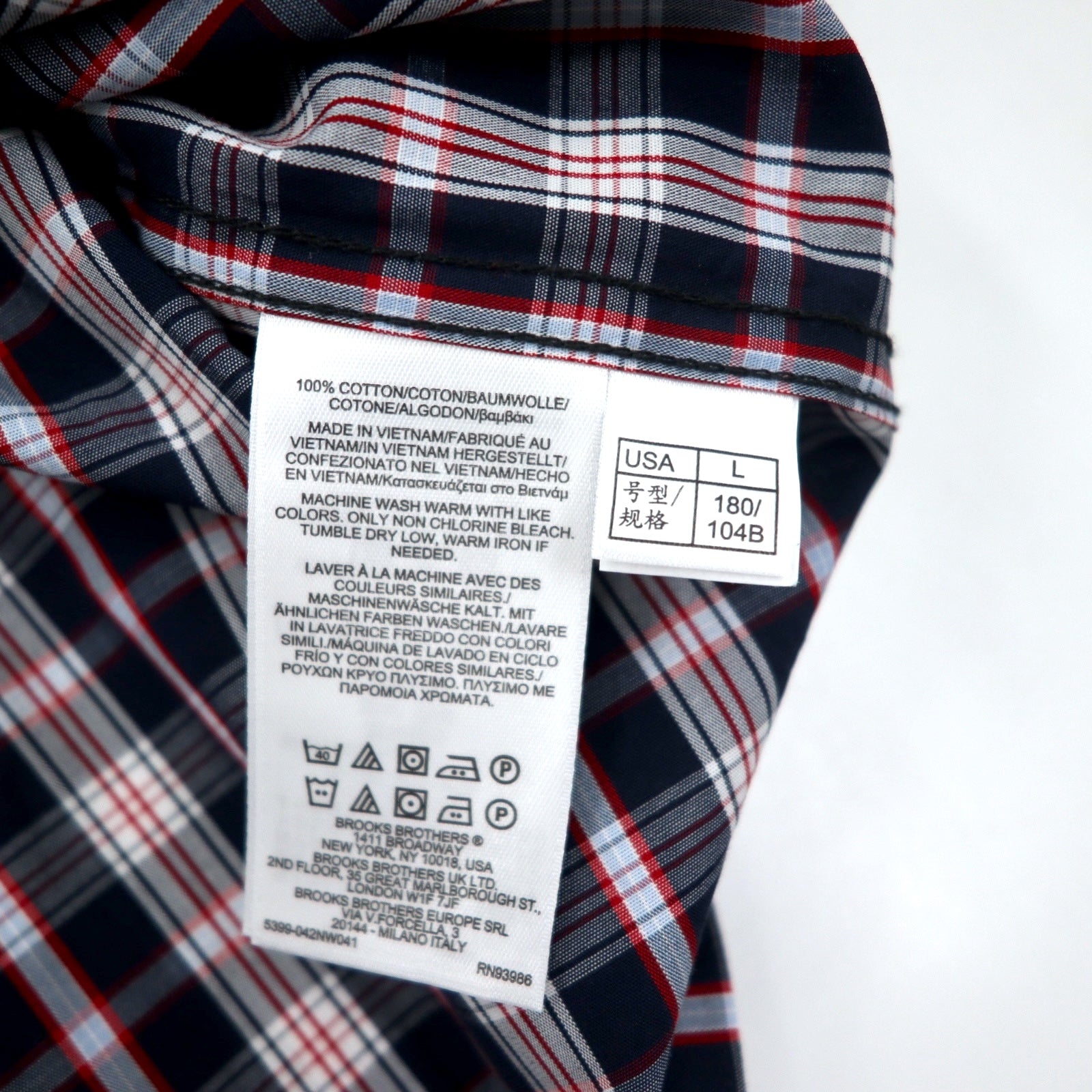 Brooks Brothers camicia a collo aperto vestibilità boxy camicia da pigiama L nera a quadri cotone