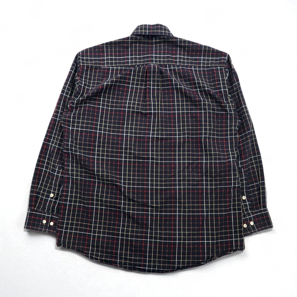 BURBERRY USA製 ビッグサイズ ボタンダウンシャツ L ブラック コットン ウィンドペンチェック