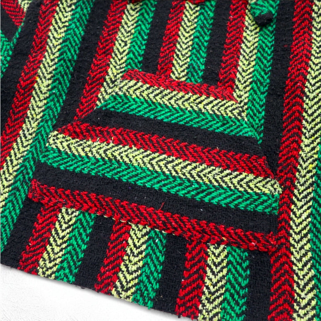 Vintage 90s Mexican Baja Hoodie EARTH RAGZ Anni '90 Felpa messicana con cappuccio L Colori Rasta a righe Made in Messico