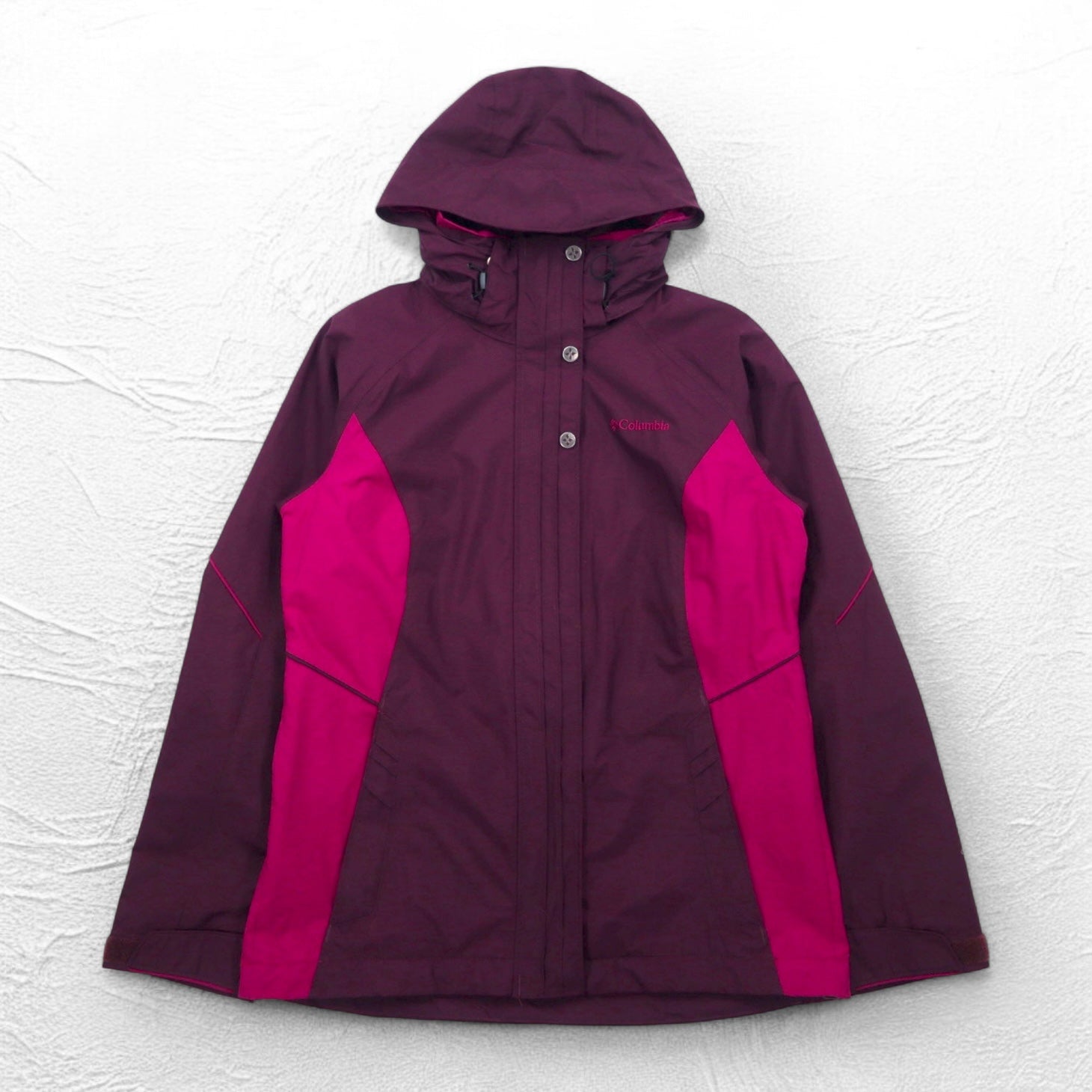 Columbia OMNI-TECH Giacca impermeabile da montagna S viola con cappuccio rimovibile Bugaboo Parka WL7109
