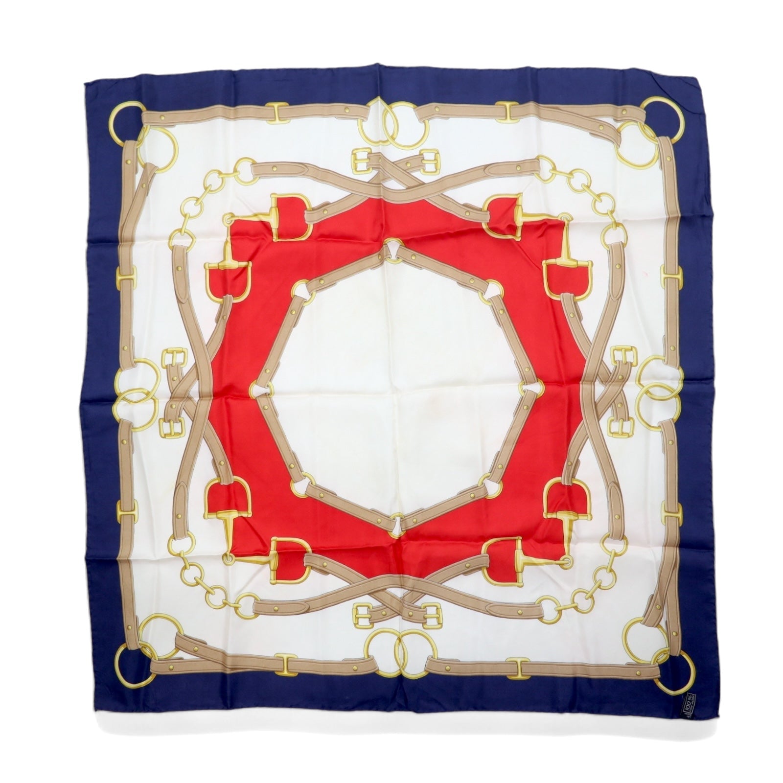CELINE Foulard Grande Stampa Bianco Blu Seta Morsetto