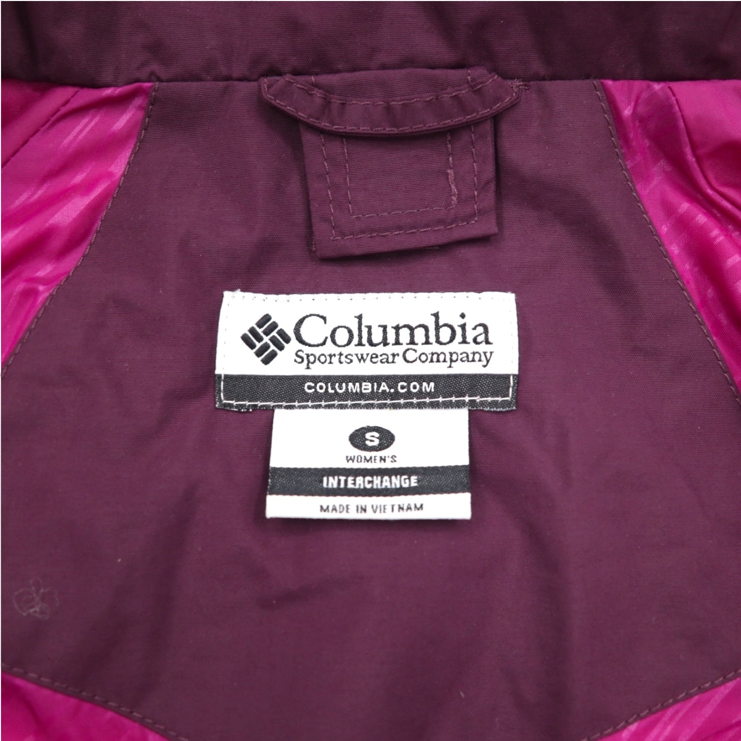 Columbia OMNI-TECH Giacca impermeabile da montagna S viola con cappuccio rimovibile Bugaboo Parka WL7109