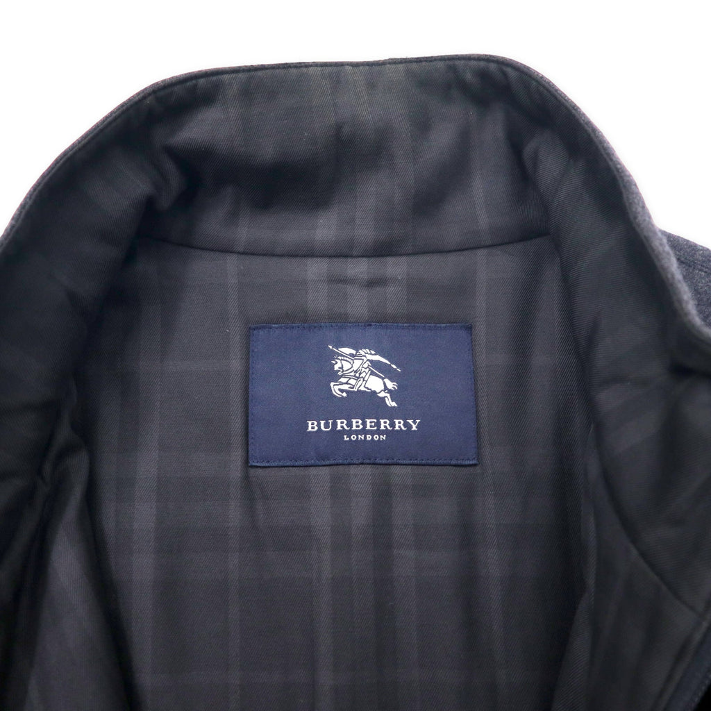 BURBERRY Giacca reversibile con fodera, taglia L, grigio, lana, motivo Nova Check, coulisse, made in Japan
