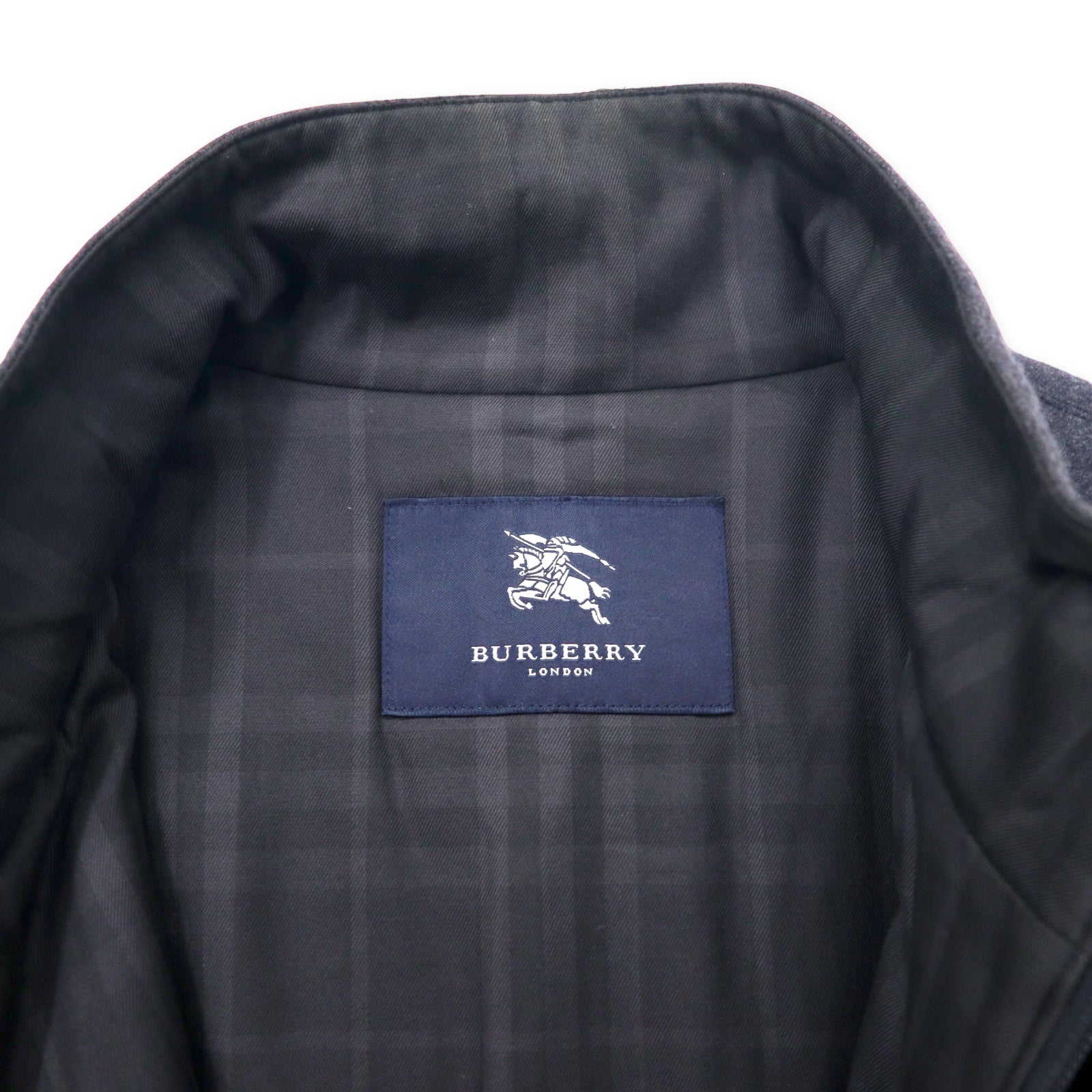 BURBERRY Giacca reversibile con fodera, taglia L, grigio, lana, motivo Nova Check, coulisse, made in Japan