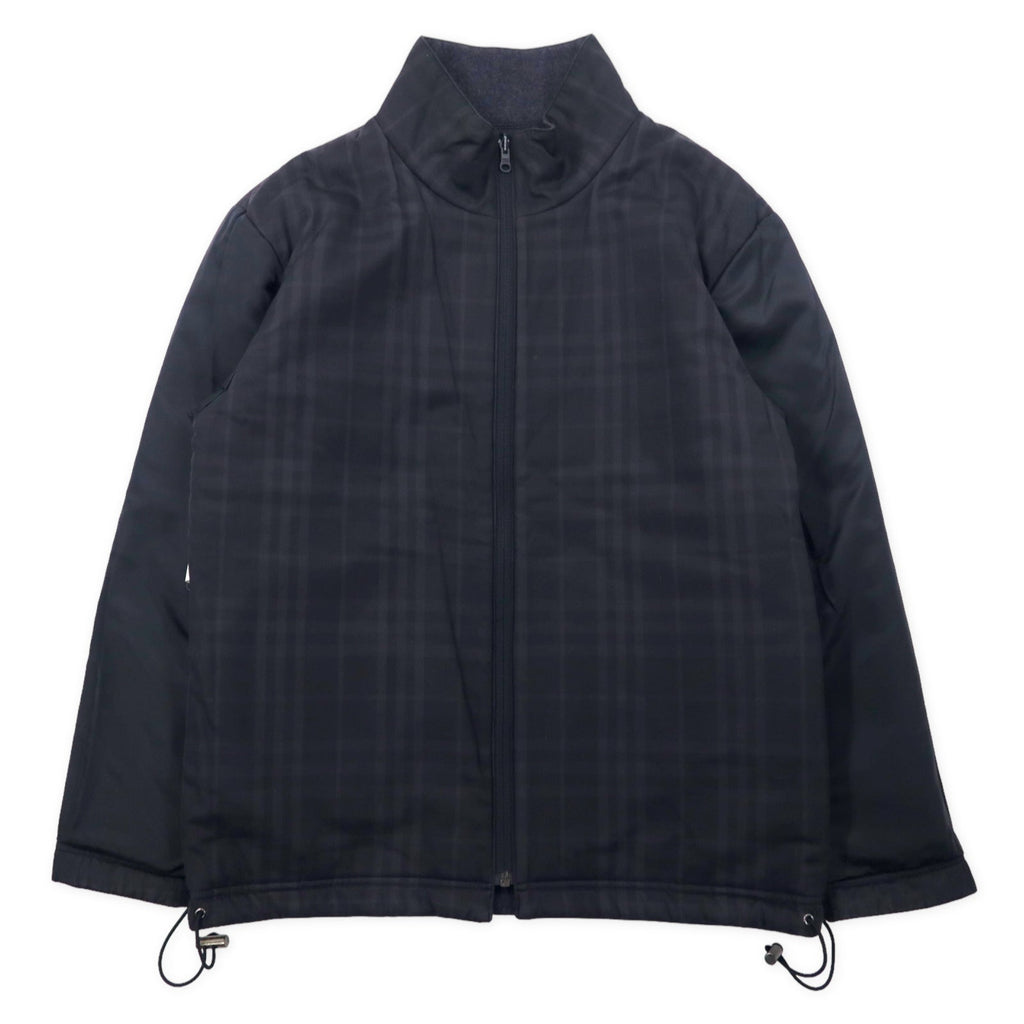 BURBERRY Giacca reversibile con fodera, taglia L, grigio, lana, motivo Nova Check, coulisse, made in Japan