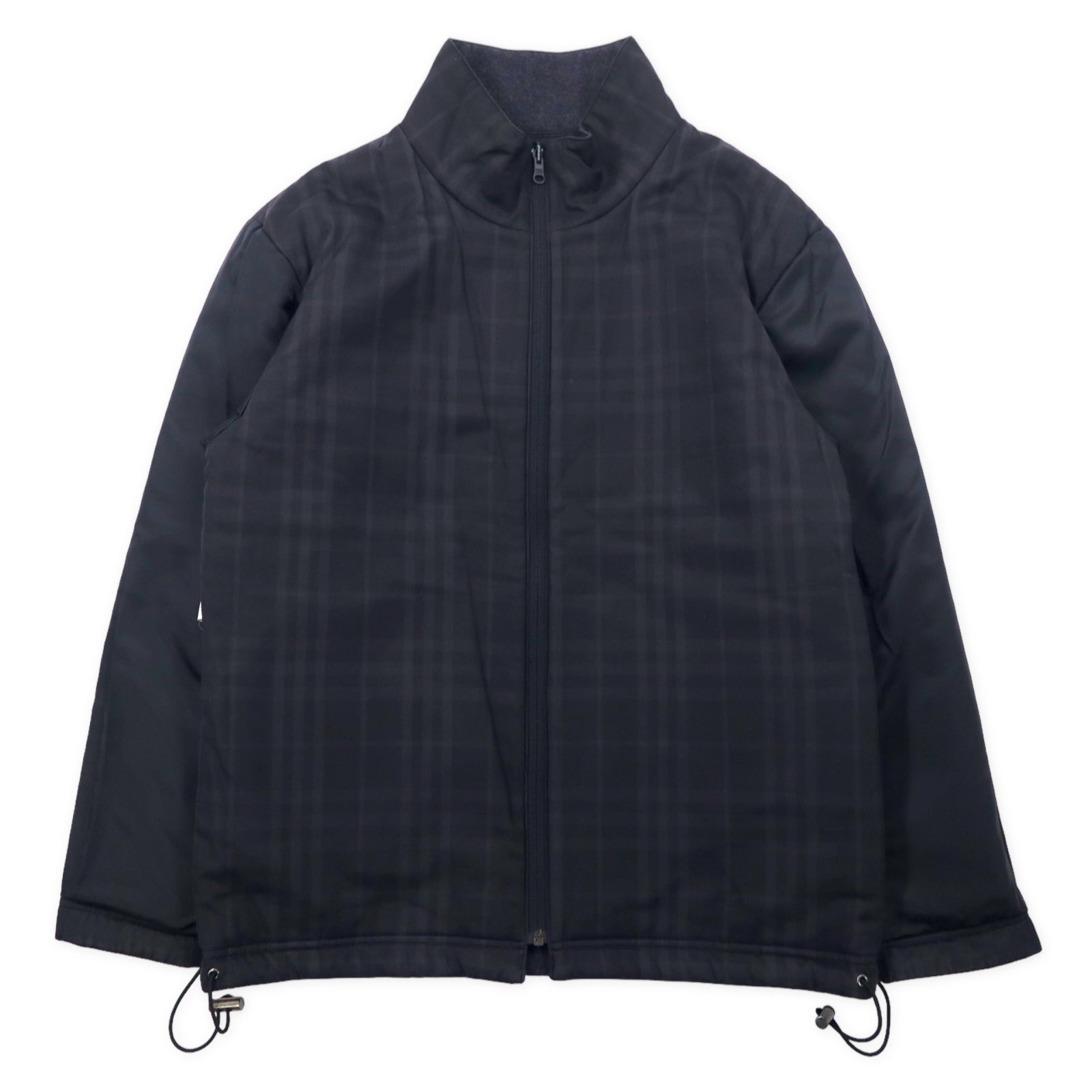 BURBERRY Giacca reversibile con fodera, taglia L, grigio, lana, motivo Nova Check, coulisse, made in Japan
