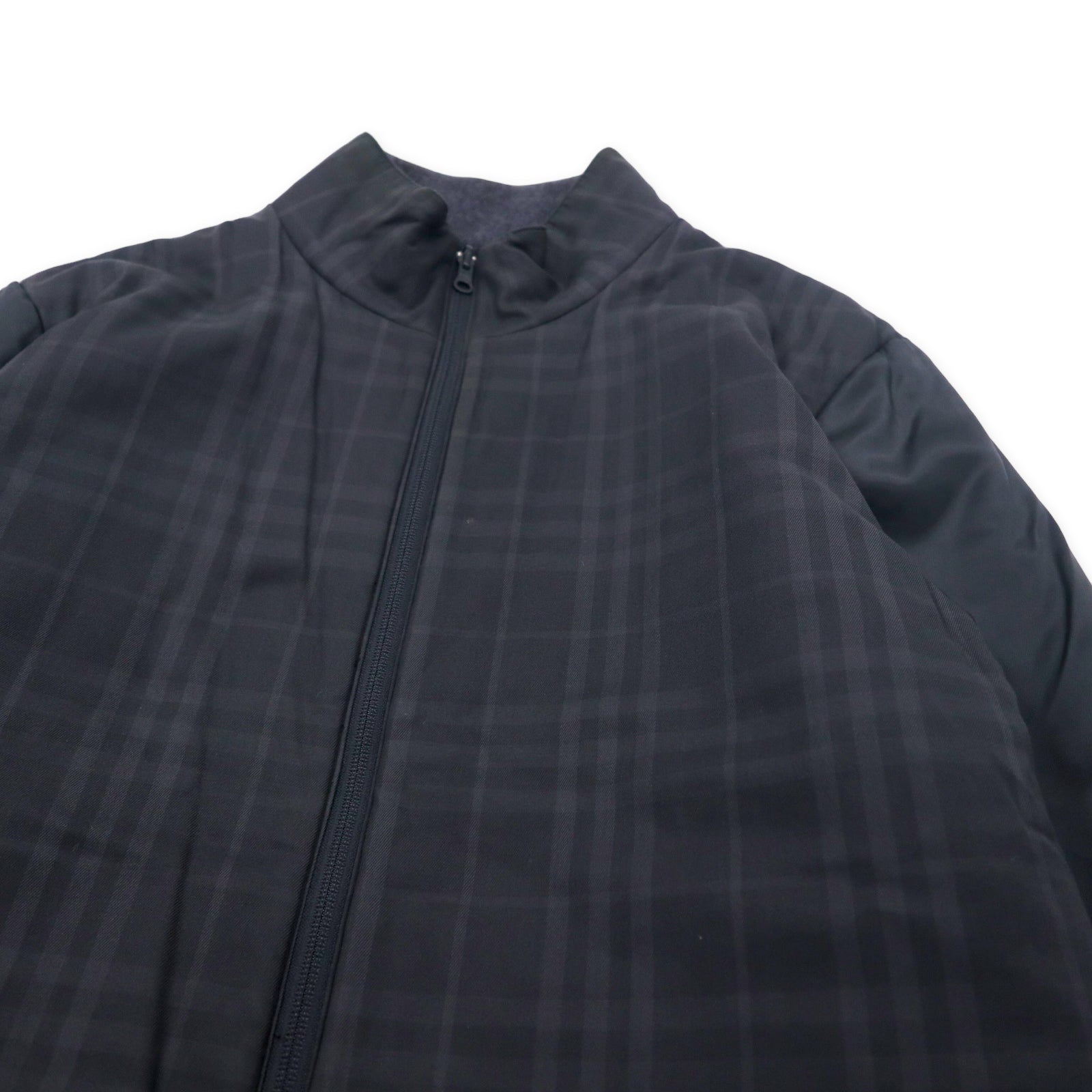 BURBERRY Giacca reversibile con fodera, taglia L, grigio, lana, motivo Nova Check, coulisse, made in Japan