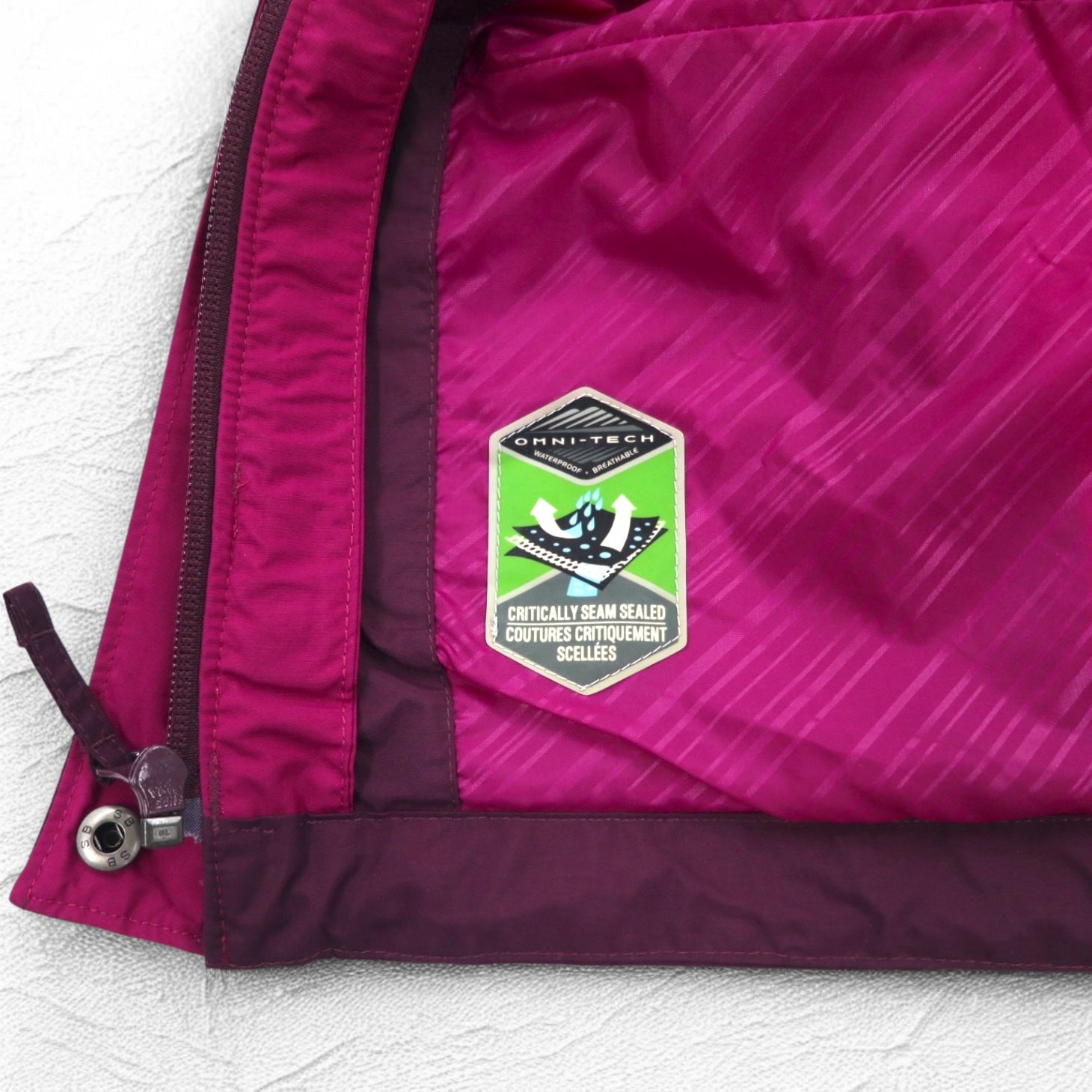 Columbia OMNI-TECH Giacca impermeabile da montagna S viola con cappuccio rimovibile Bugaboo Parka WL7109