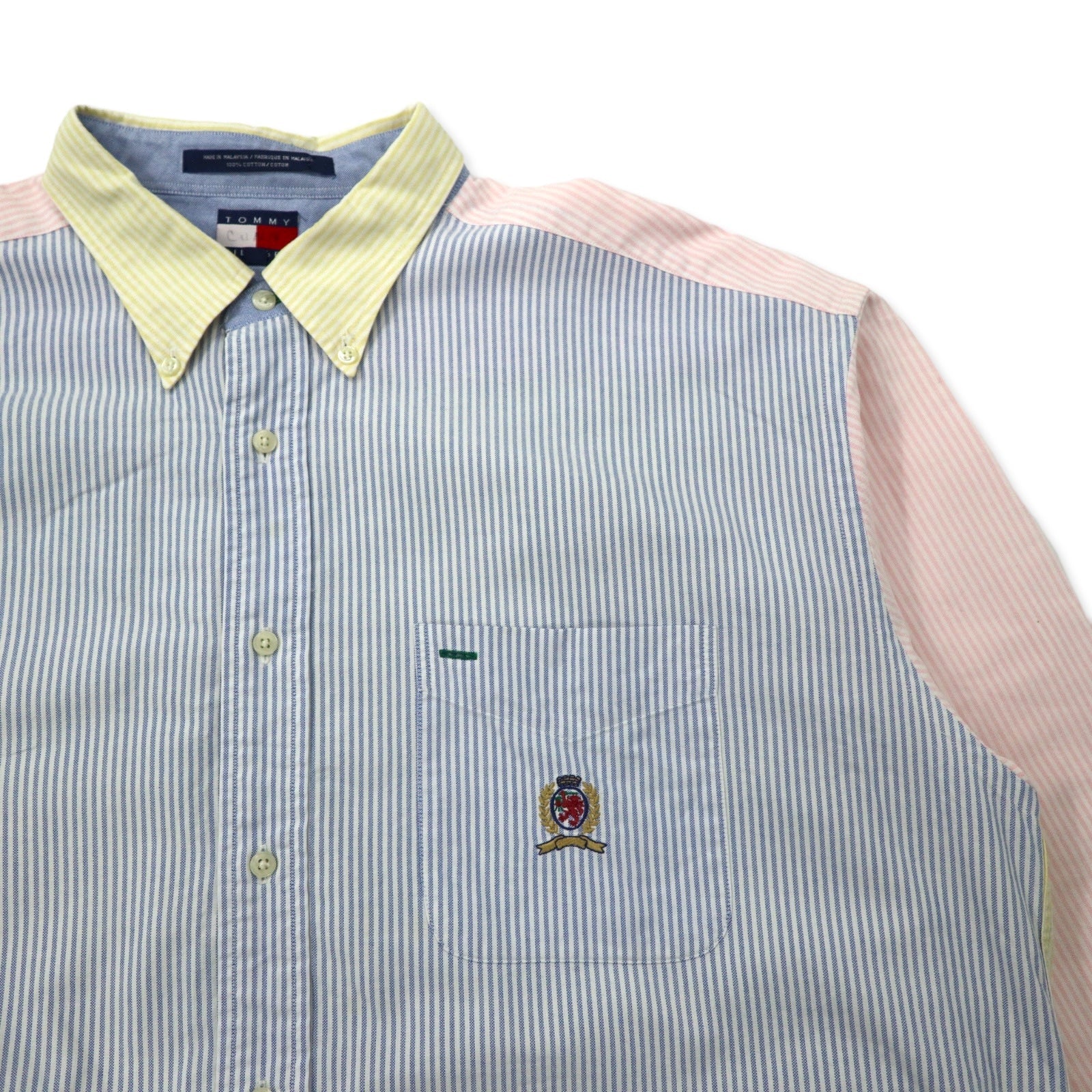 TOMMY HILFIGER 90年代 マルチストライプ オックスフォード ボタンダウンシャツ XL マルチカラー コットン ワンポイントロゴ刺繍 ビッグサイズ