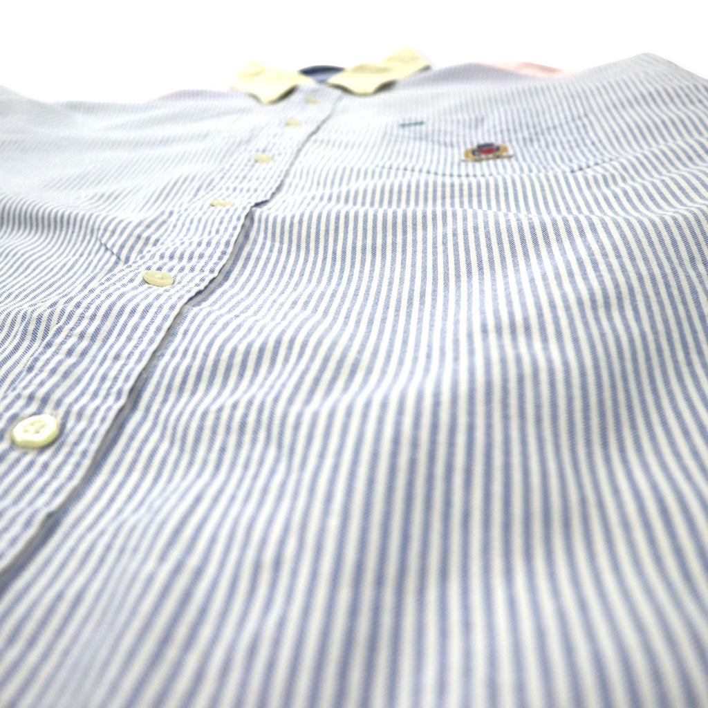 TOMMY HILFIGER anni '90, camicia button-down oxford a righe multicolore, XL, cotone, logo ricamato, oversize