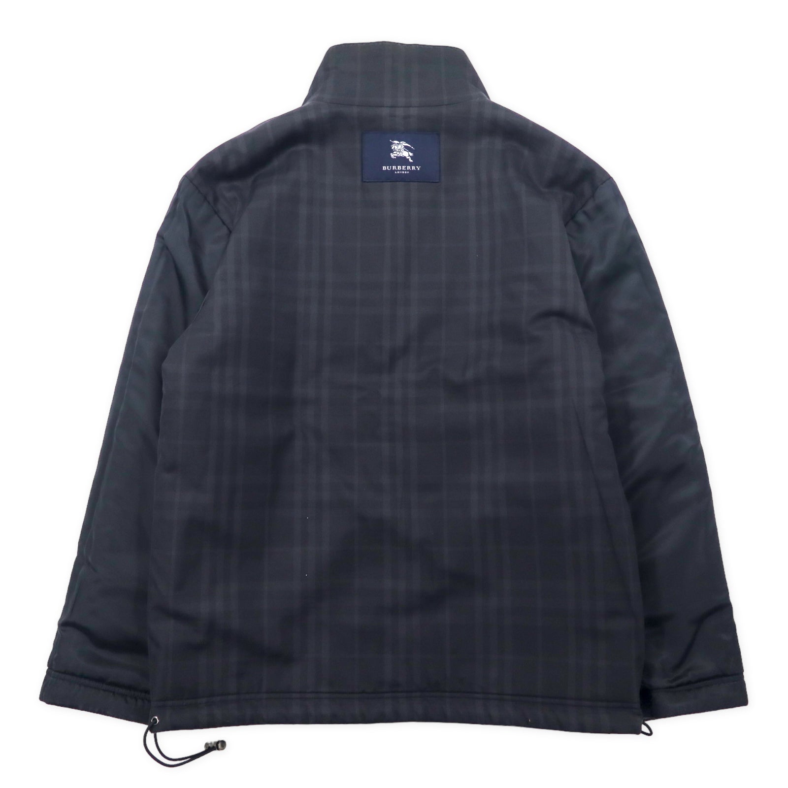 BURBERRY Giacca reversibile con fodera, taglia L, grigio, lana, motivo Nova Check, coulisse, made in Japan