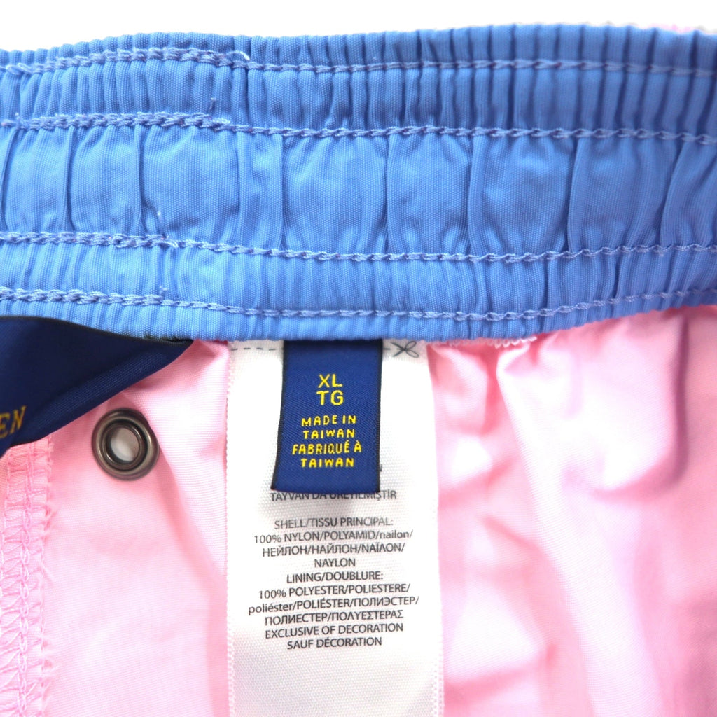 POLO RALPH LAUREN Pantaloncini da bagno anfibio XL rosa in nylon con ricamo piccolo pony