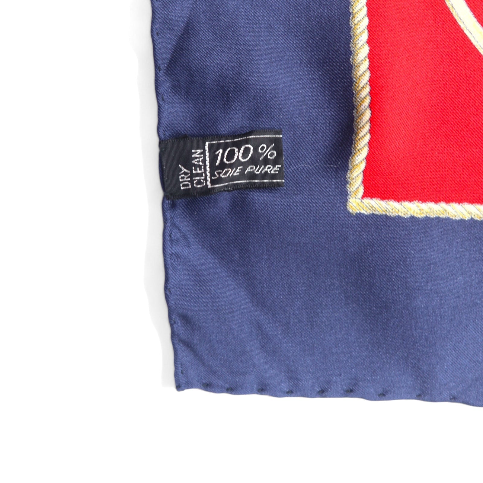CELINE Foulard grande, Italia, rosso, blu marino, motivo all-over, seta, stemma