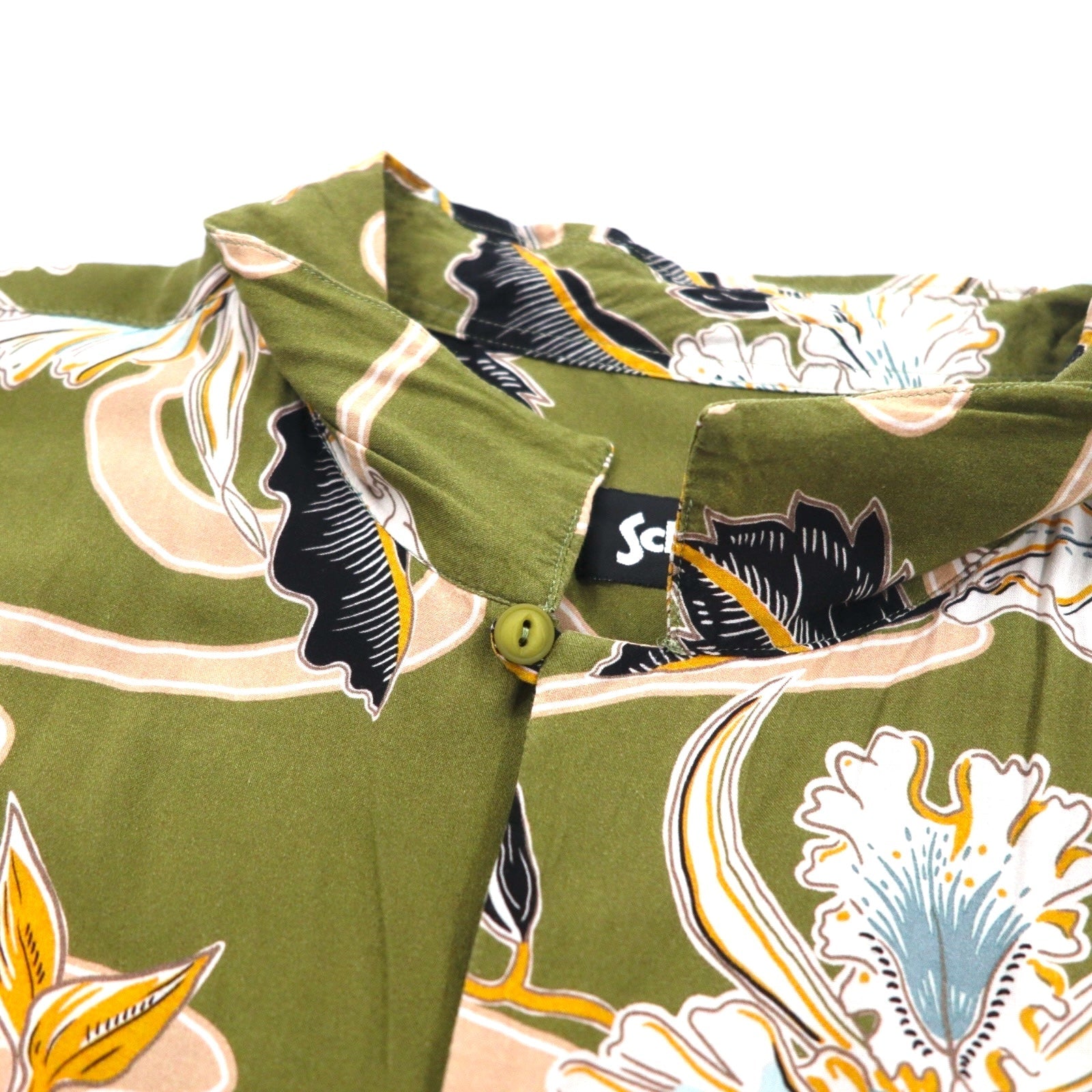 Schott camicia hawaiana collo aperto XL cachi viscosa botanico scollo aperto made in Turchia
