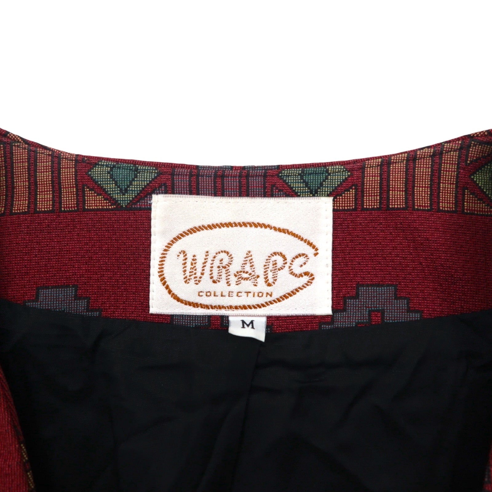80s USA Vintage Blazer WRAPS チマヨ柄 ジャガードジャケット M ネイティブ柄 タペストリー コンチョボタン USA製