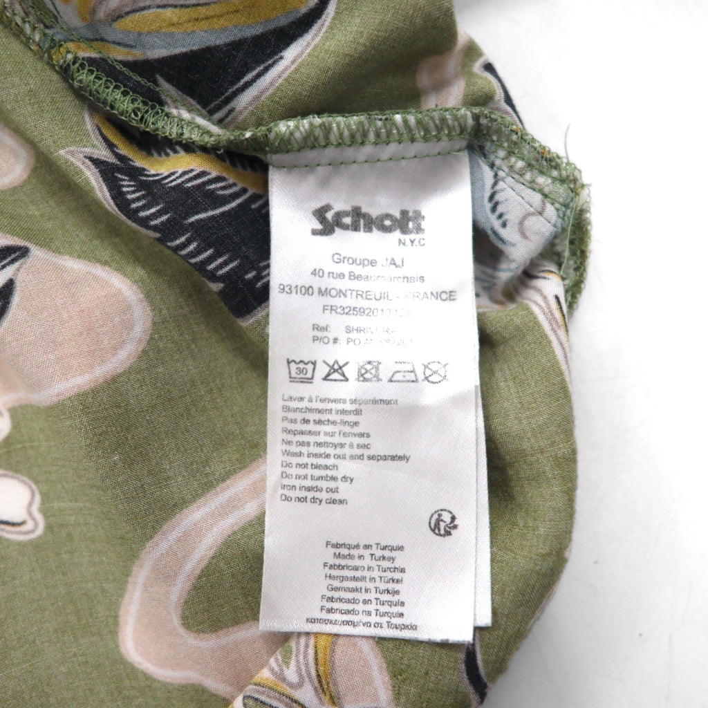 Schott camicia hawaiana collo aperto XL cachi viscosa botanico scollo aperto made in Turchia