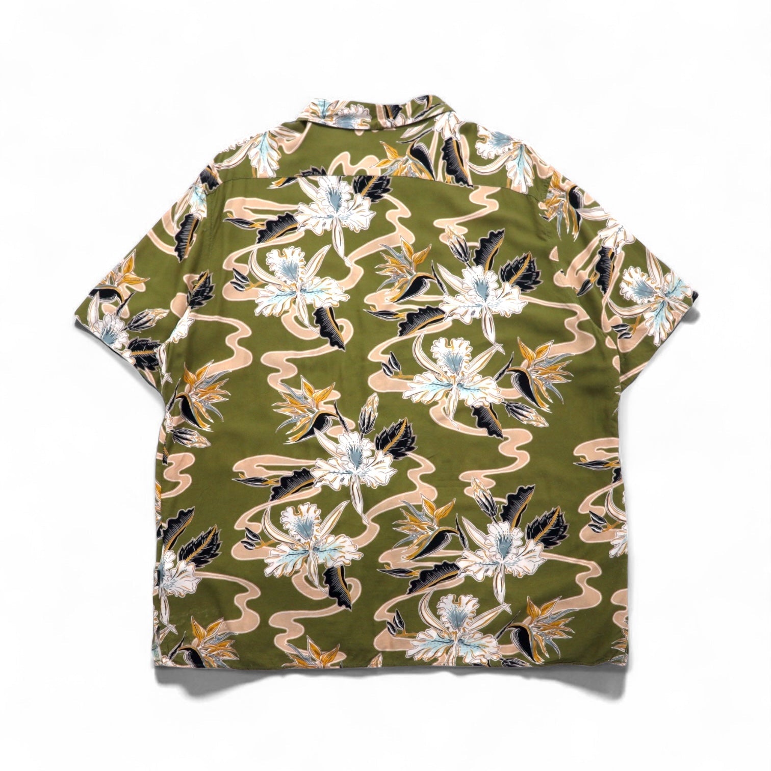 Schott camicia hawaiana collo aperto XL cachi viscosa botanico scollo aperto made in Turchia