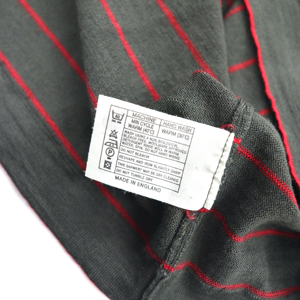 JOHN SMEDLEY Maglione collo alto in lana merino a righe, taglia M, kaki, made in Inghilterra