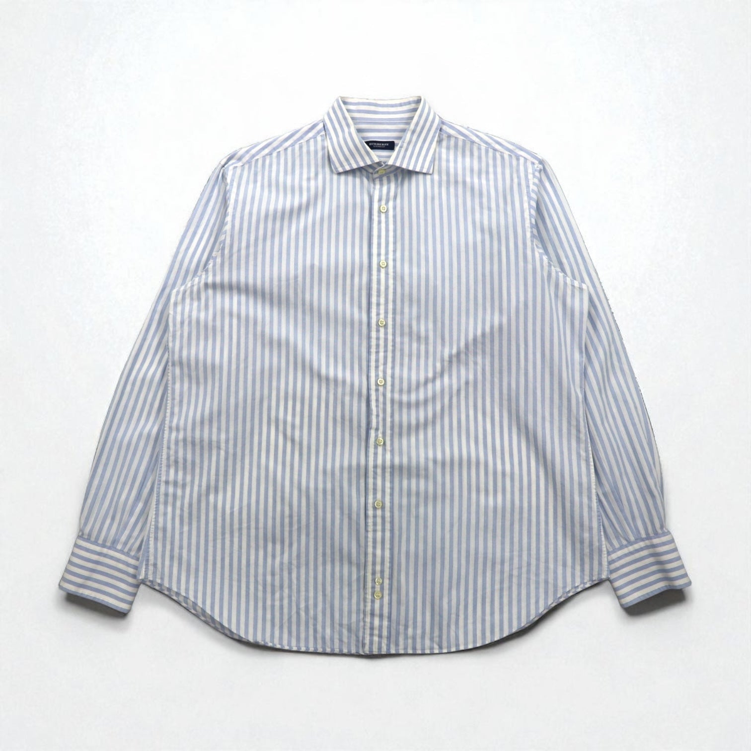 Camicia elegante BURBERRY a righe a colletto ampio XL, blu, bianca, in cotone