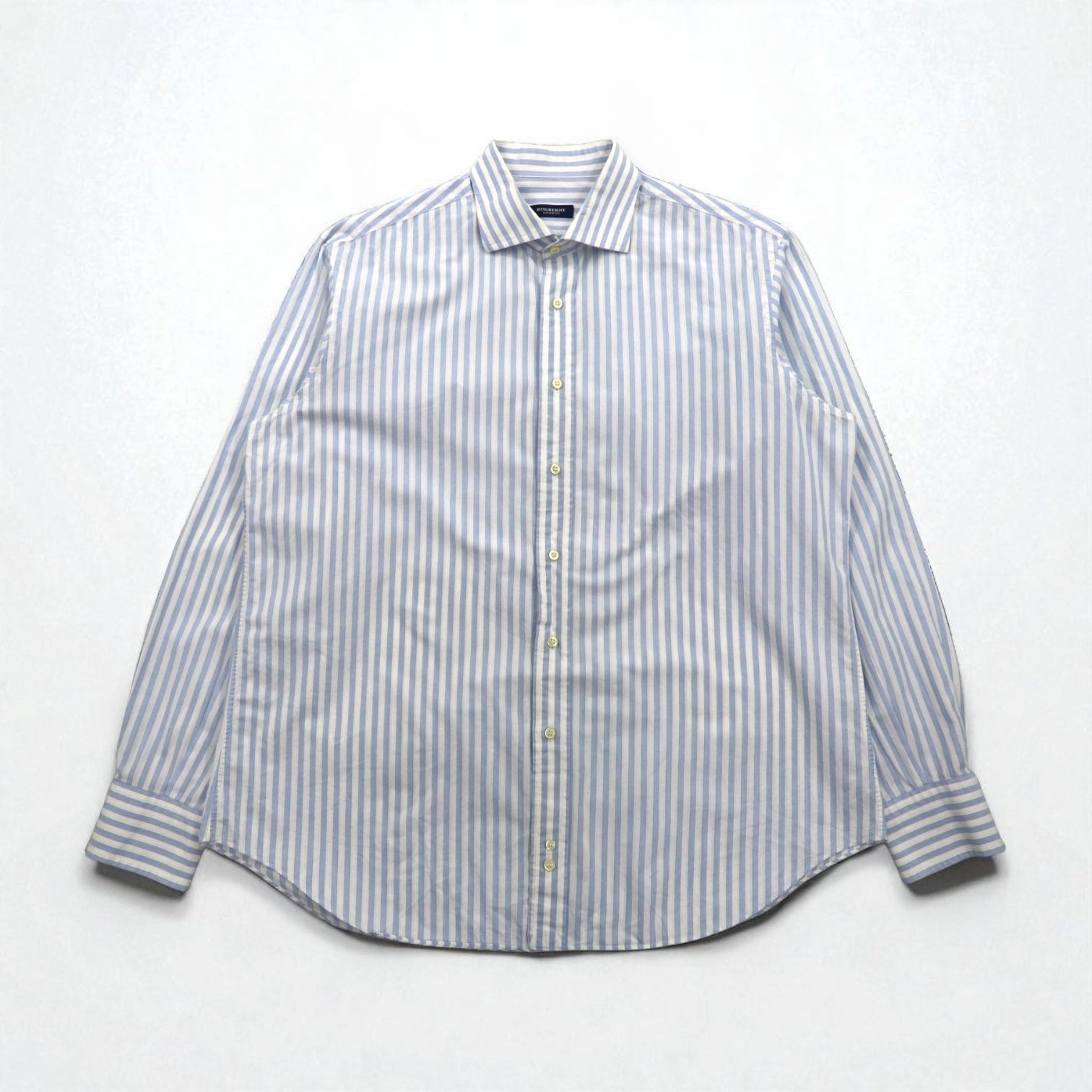 Camicia elegante BURBERRY a righe a colletto ampio XL, blu, bianca, in cotone