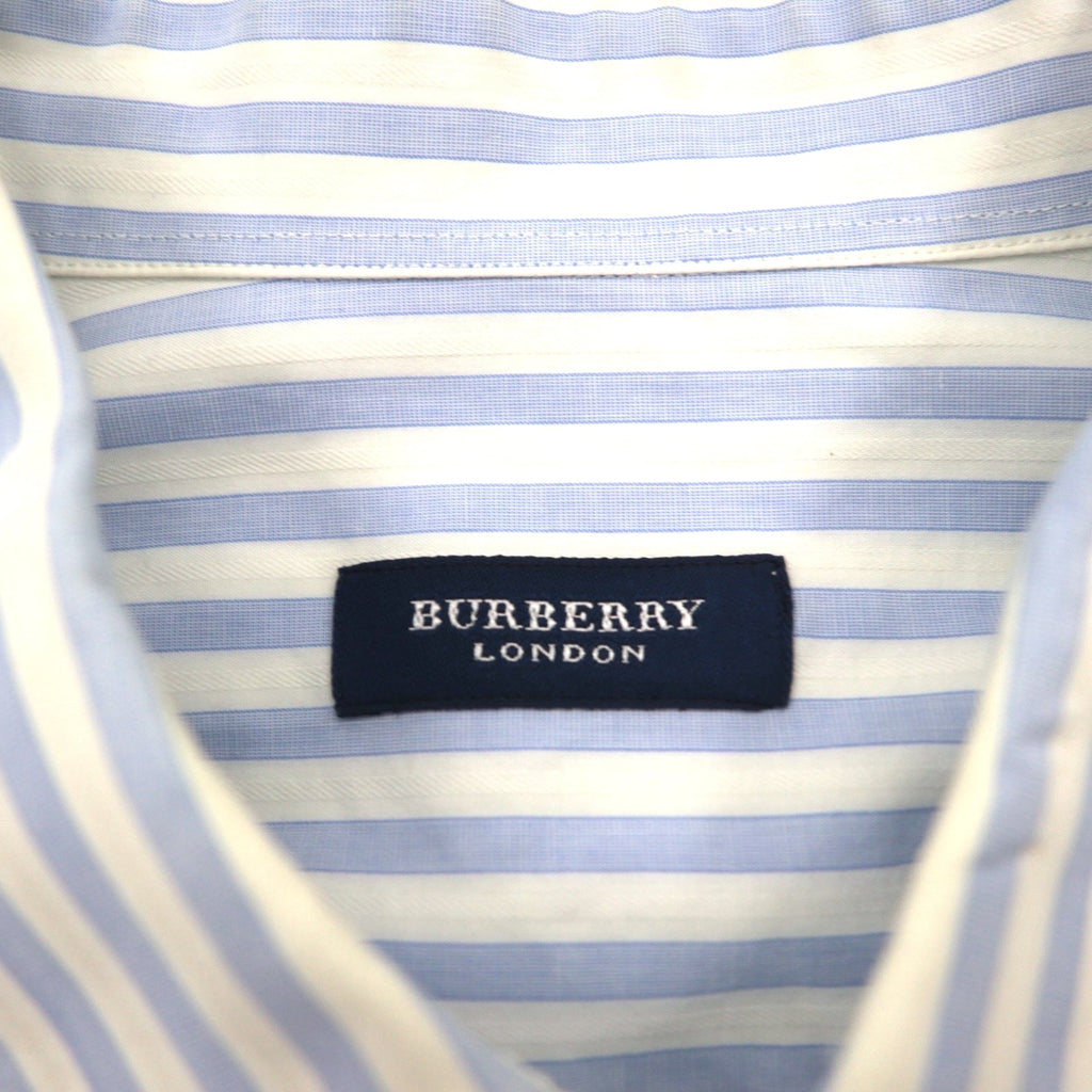 Camicia elegante BURBERRY a righe a colletto ampio XL, blu, bianca, in cotone