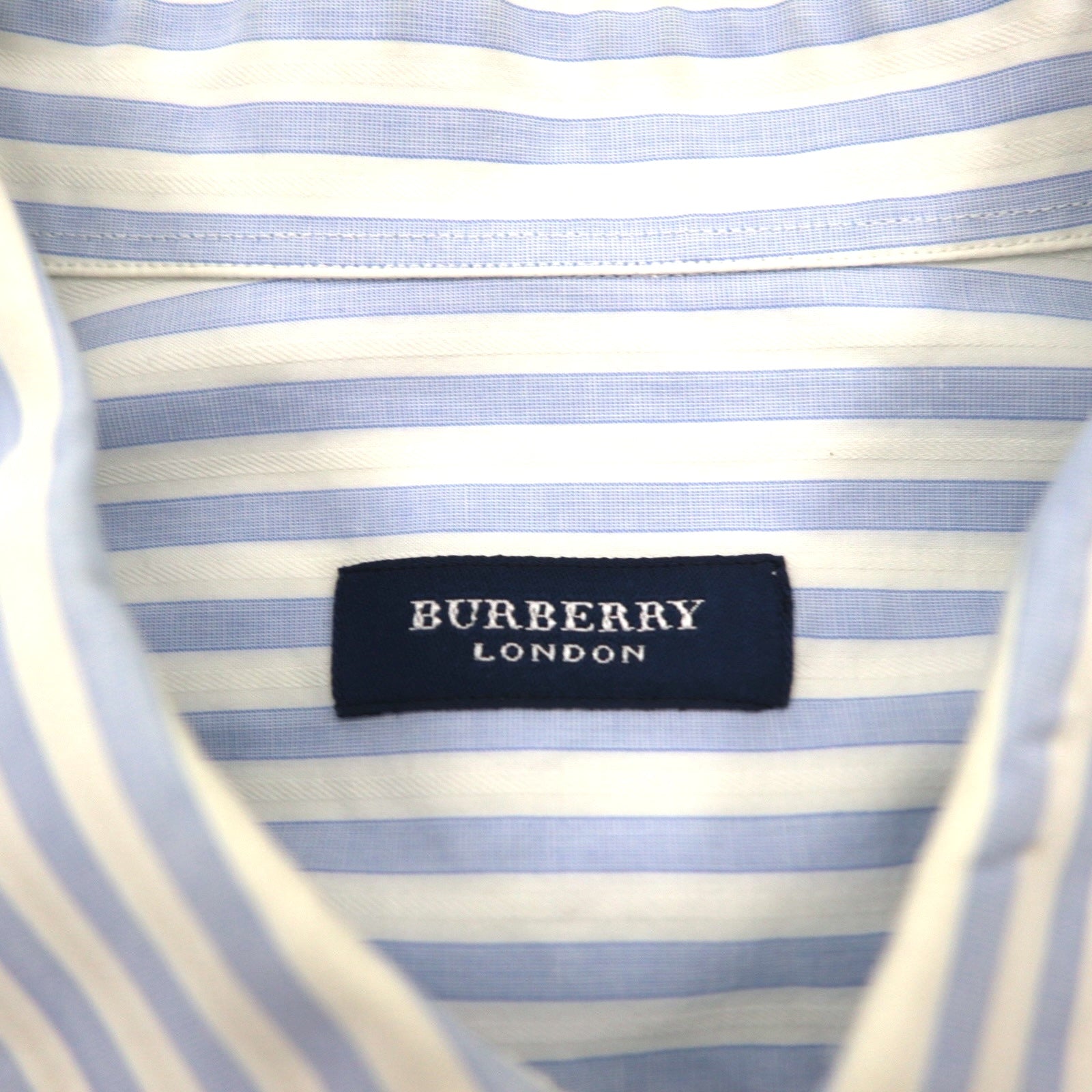 Camicia elegante BURBERRY a righe a colletto ampio XL, blu, bianca, in cotone